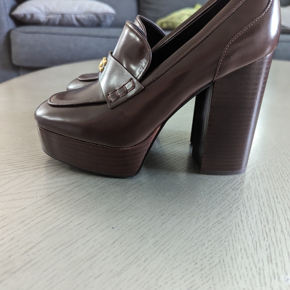 COACH Ilyse Leather Platform Block Heel Loafer Pumps - Picture 9 of 12